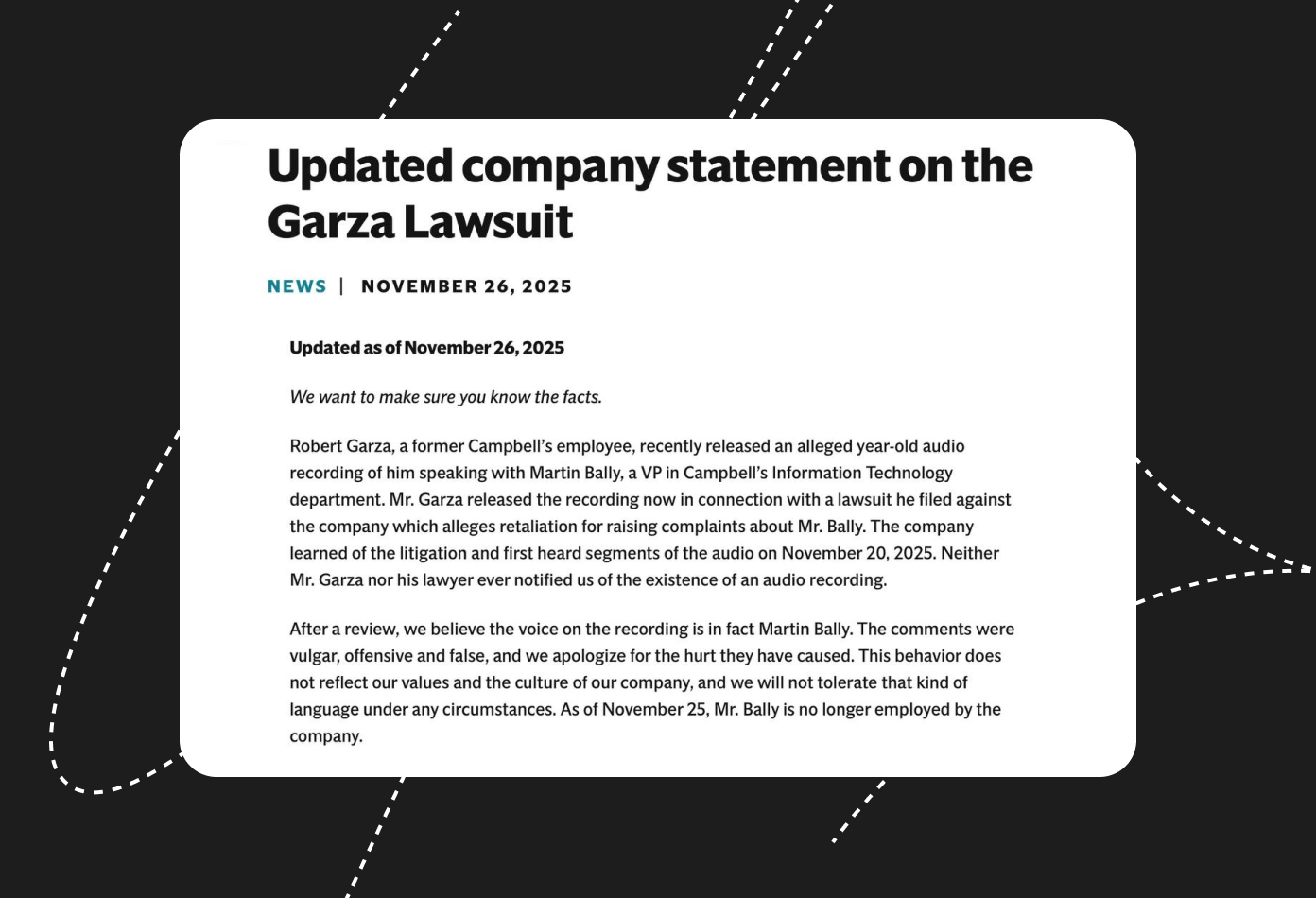 Официальное заявление Campbell's на сайте компании 